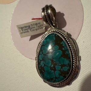 Classic Western wear Jewelry Sterling Silver Turquoise large pendant